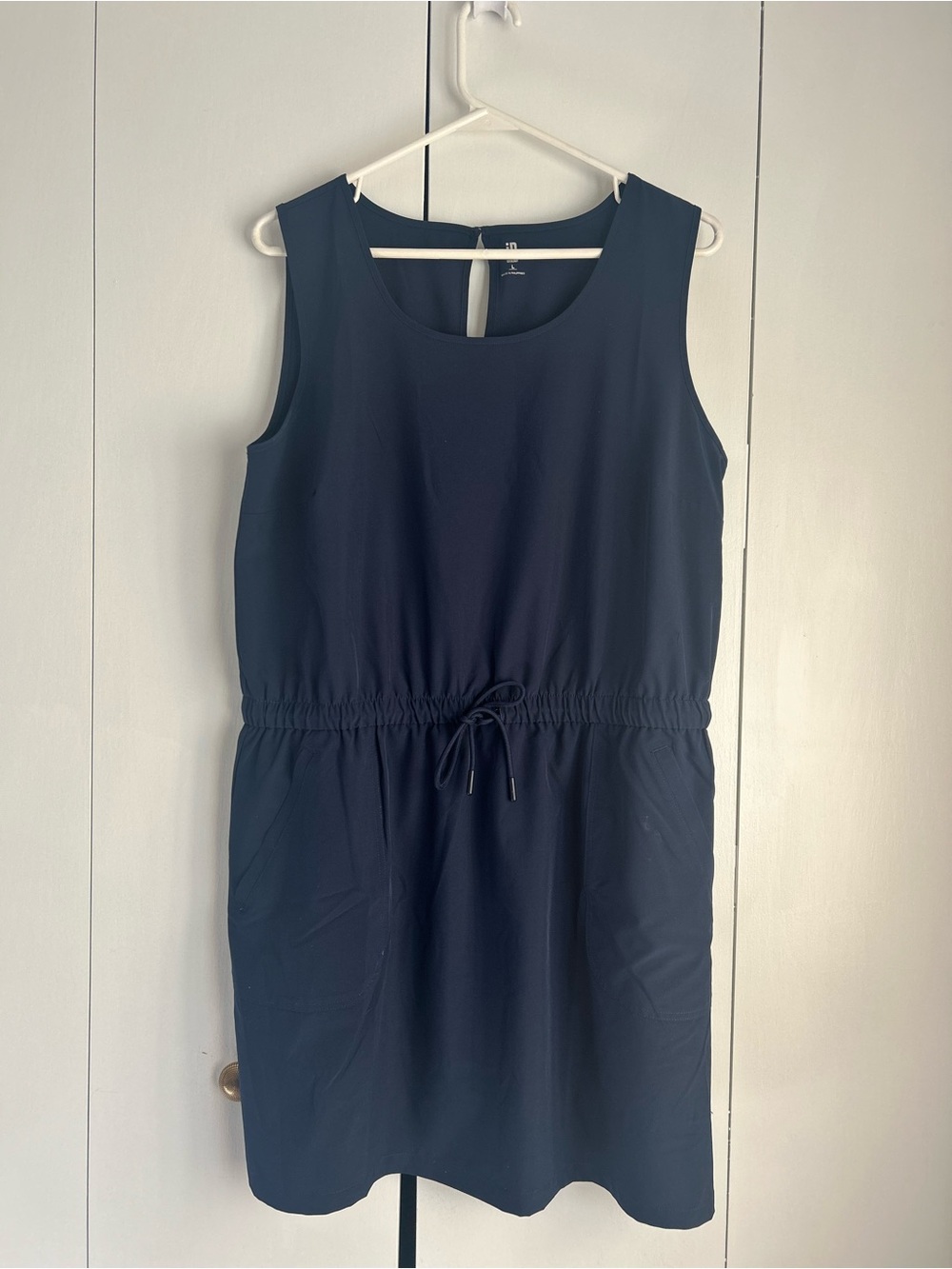 Ideology Navy Sleeveless Drawstring Midi Dress with Pockets